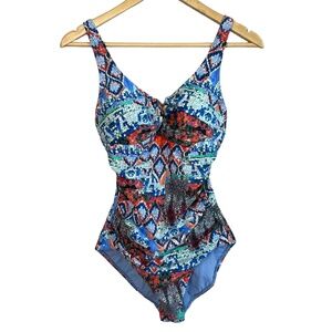 Sunseeker Size 4 Swimsuit Multicolor One-piece‎ Padded Cups Geometric